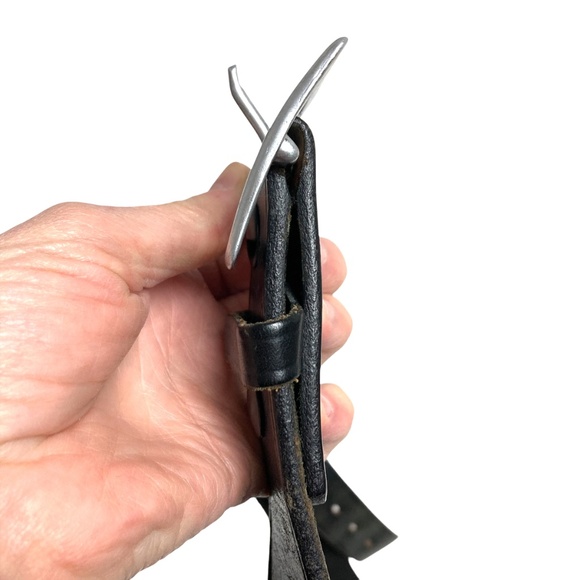 belt BALTIMORE 34-39 black leather 2 buckles silver Maryland map Boston handmade - Picture 8 of 15